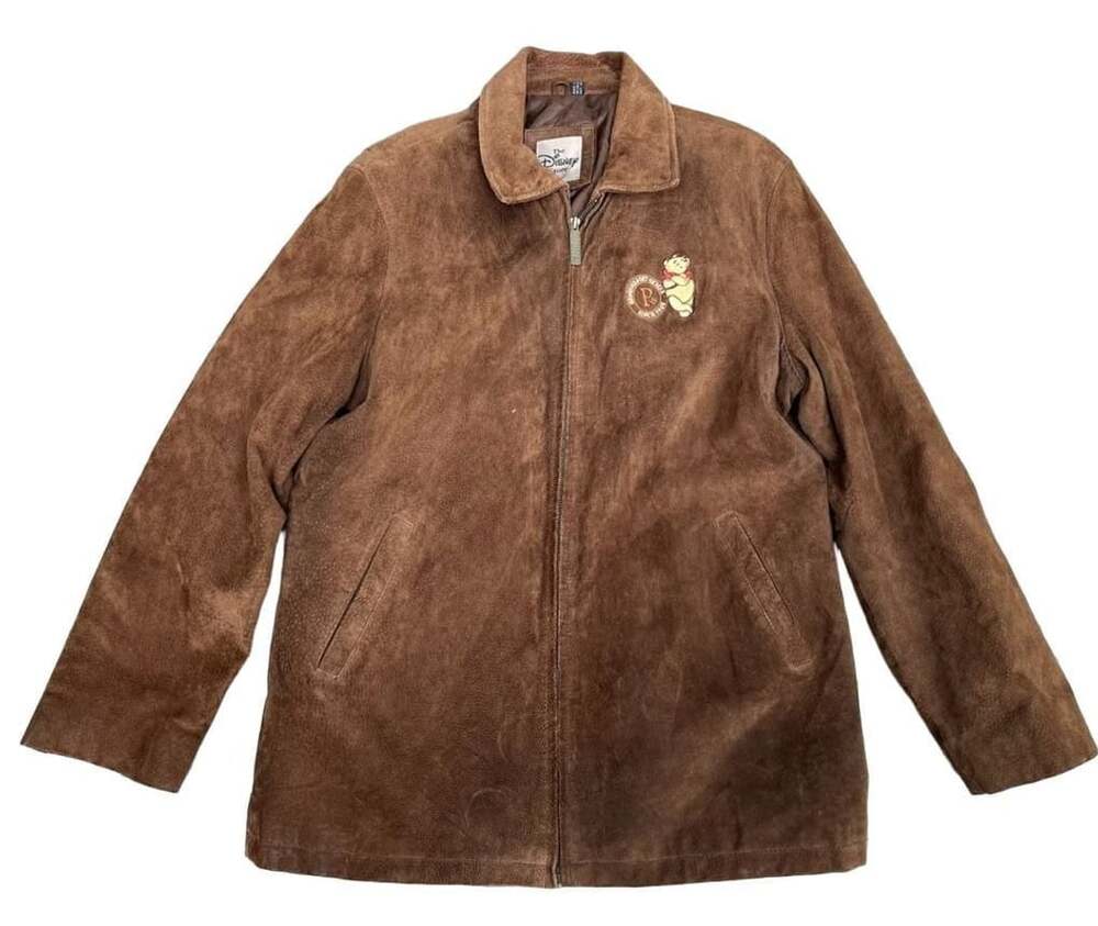 The Disney Store Winnie The Pooh Suede Leather Jacket Size XL Brown